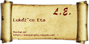 Lukács Eta névjegykártya